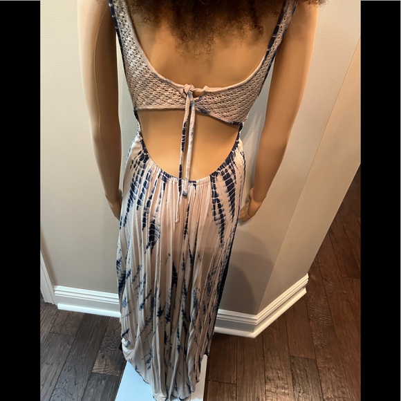 Miss Me Blue/Cream Tie-Dyed Floorlength Maxi Dress SizeM/L - Picture 8 of 10